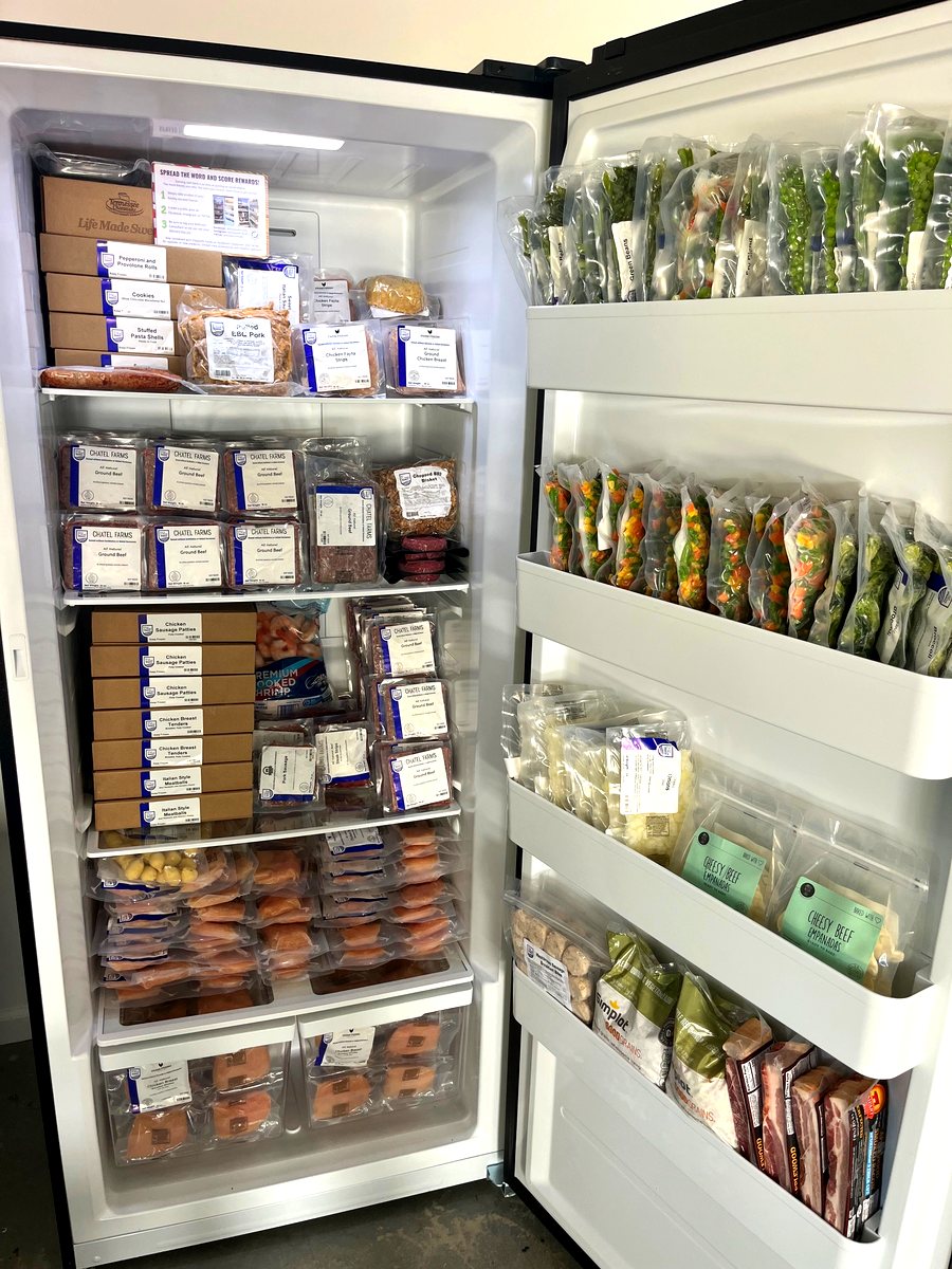 Stocked at-home grocery freezer