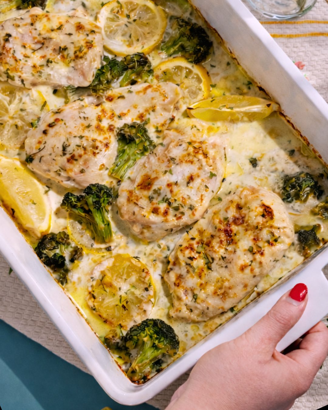 Lemon Cream Chicken Bake with Broccoli