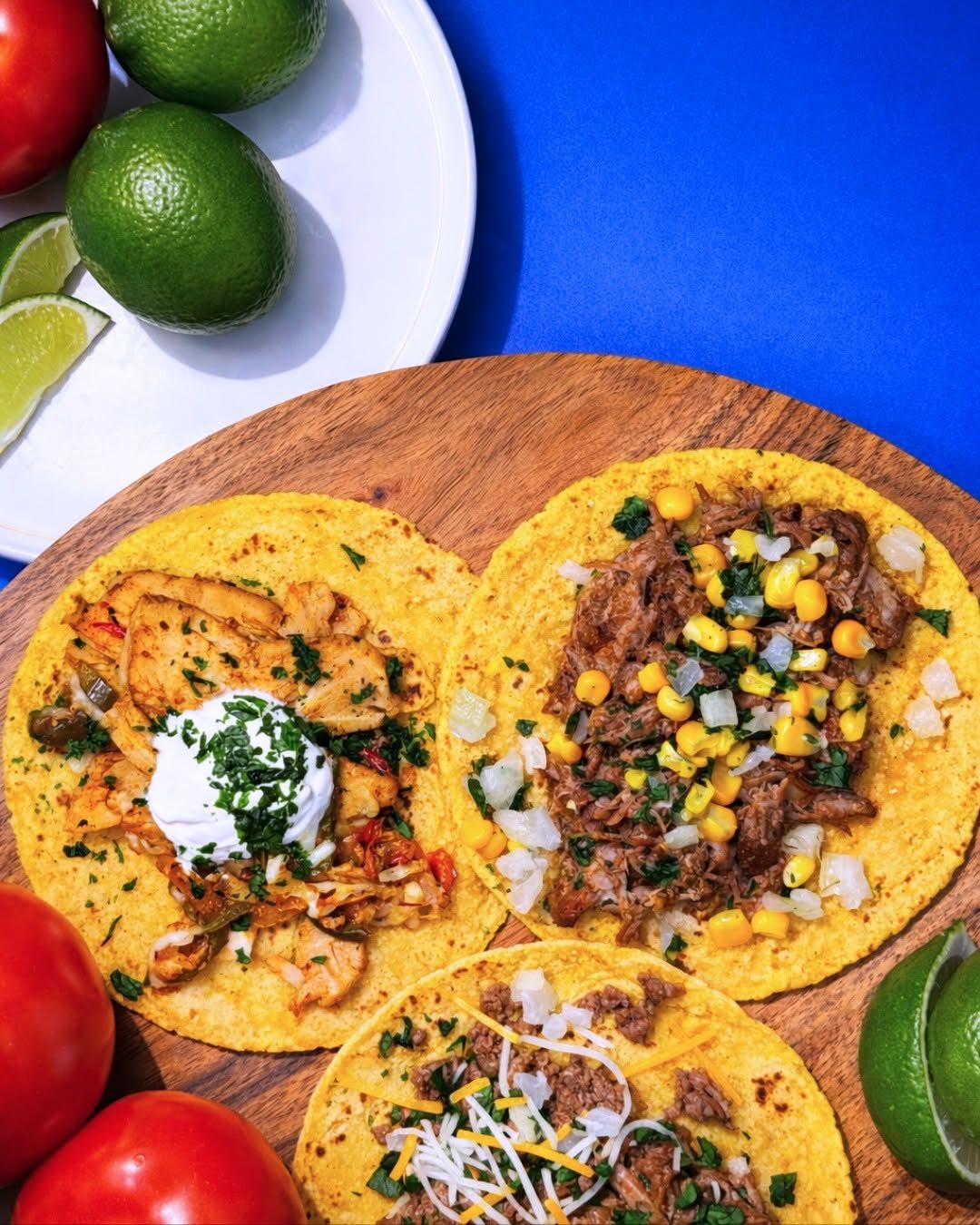 Savory ground beef tacos with toppings