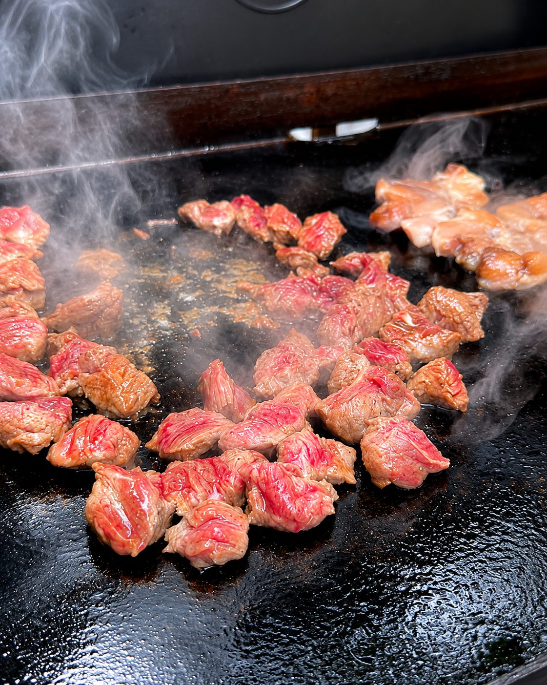 Beef tenderloin tips marinating