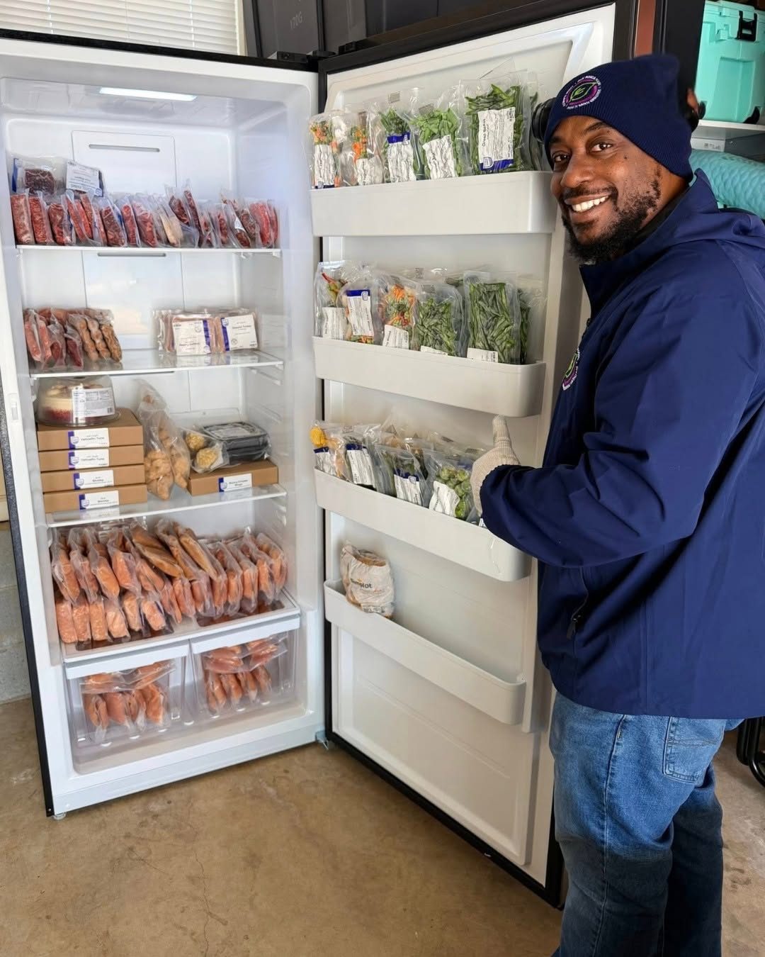 A freezer stocked with Ellsworth Foods