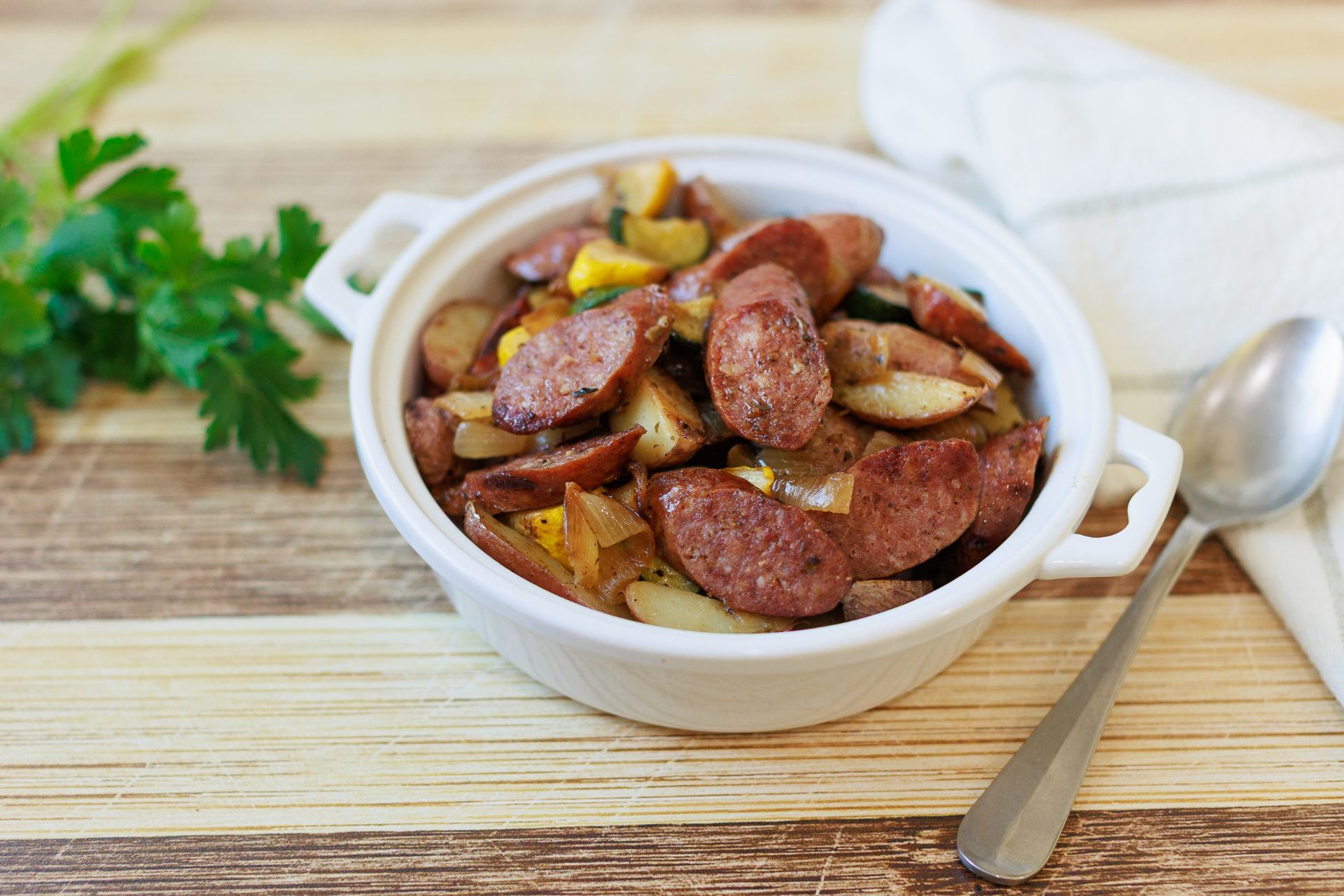 Polish Sausage with Sautéed Cauliflower & Red Bliss Mash